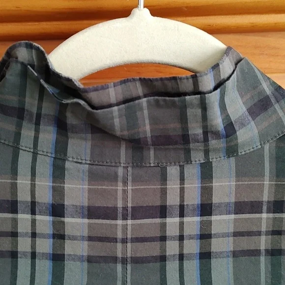 ESKANDAR Plaid Blouse Cotton Sz 0 Mandarin Collar - Picture 7 of 9